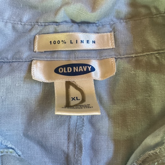 Linen three quarter sleeve button up blouse, Old Navy XL - Picture 2 of 5